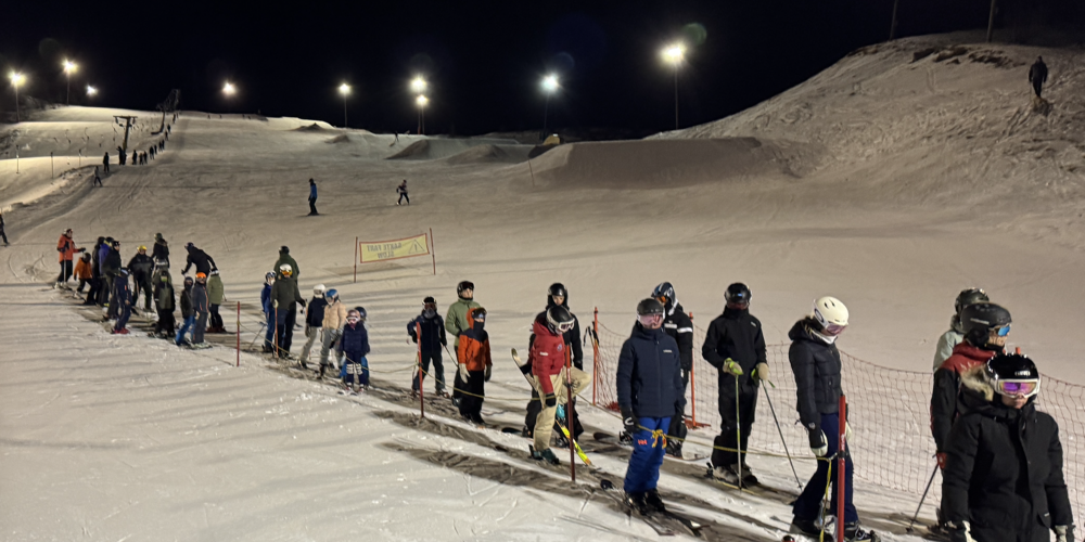 Evening skiing Christmas